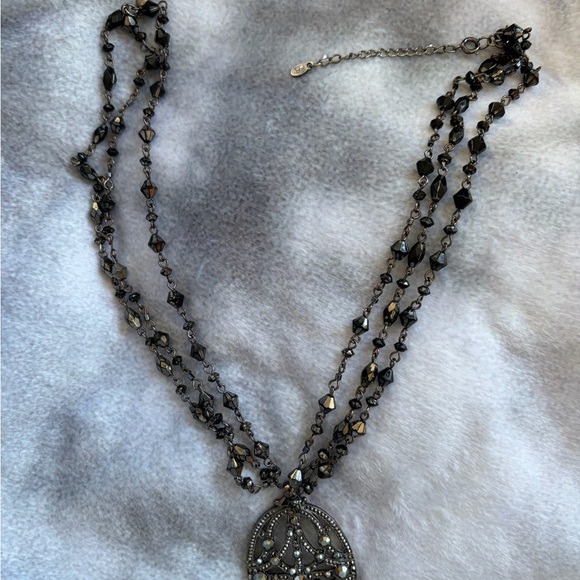 Monet Black and Silver Beaded Necklace - Picture 4 of 7